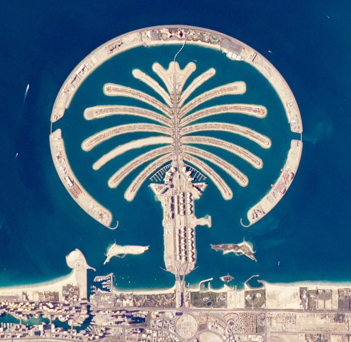 Palm Jumeirah aerial view; not the beach
